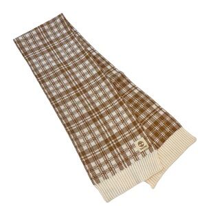 Timberland Scarf Buffalo Plaid Gorpcore Cabincore Cozy Camel Brown Knit Unisex